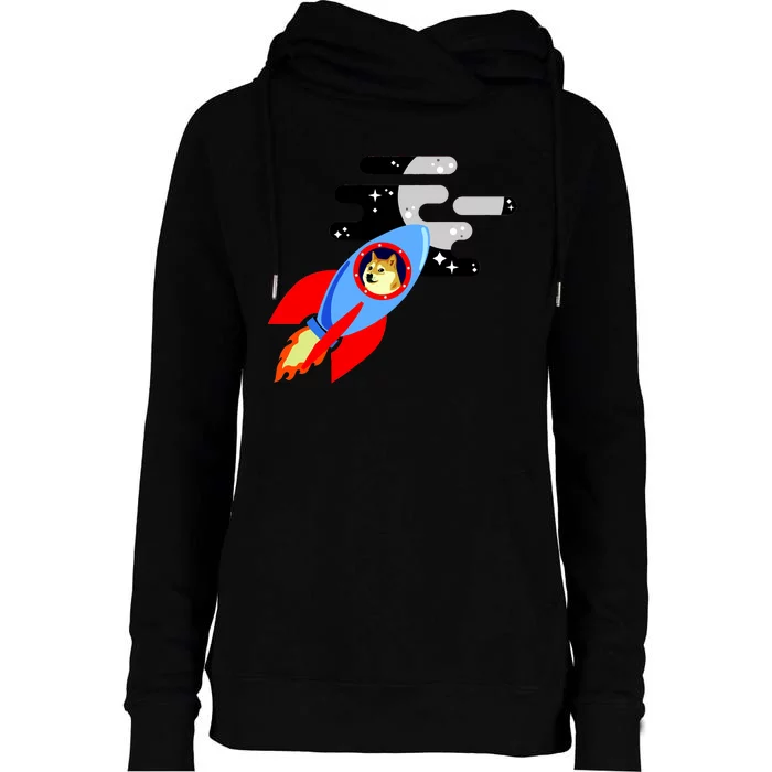 Dogecoin To the Moon Hodl Crypto Currency Womens Funnel Neck Pullover Hood