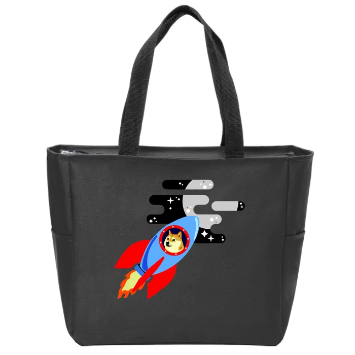 Dogecoin To the Moon Hodl Crypto Currency Zip Tote Bag