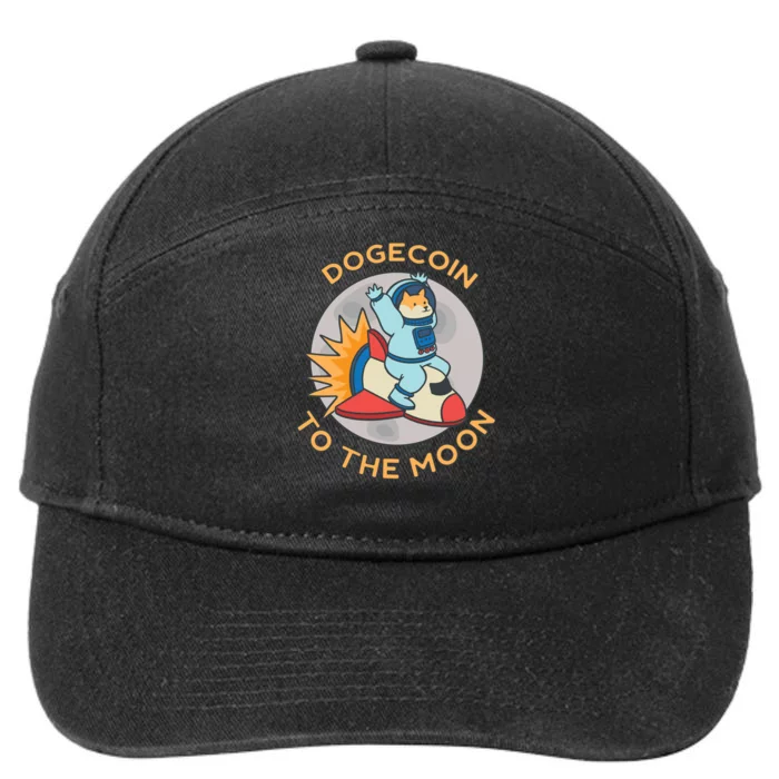 Dogecoin To The Moon Logo 7-Panel Snapback Hat