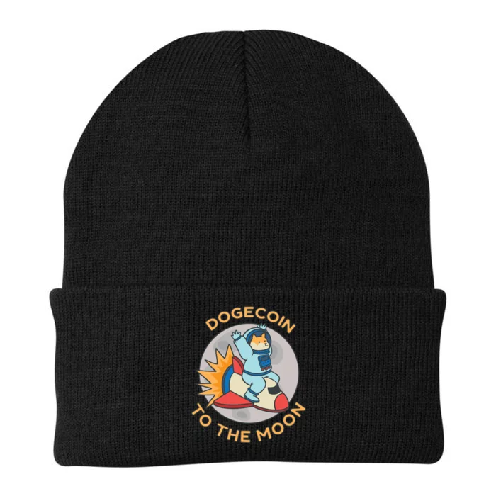 Dogecoin To The Moon Logo Knit Cap Winter Beanie