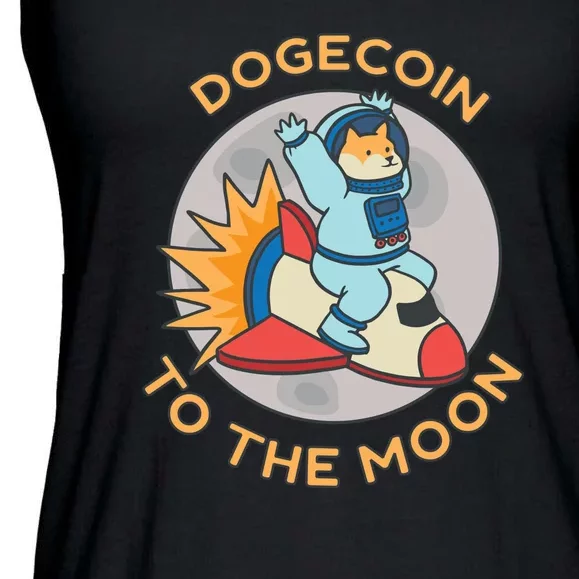 Dogecoin To The Moon Logo Ladies Essential Flowy Tank