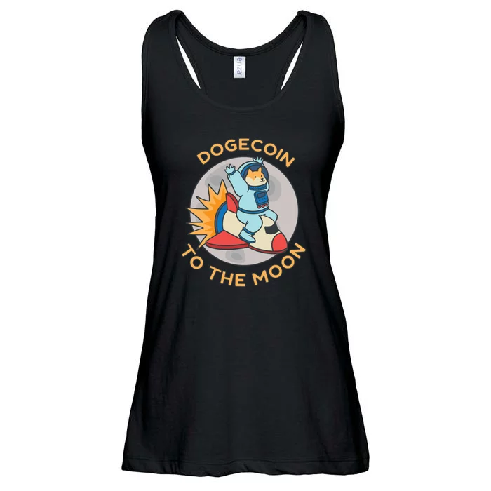 Dogecoin To The Moon Logo Ladies Essential Flowy Tank