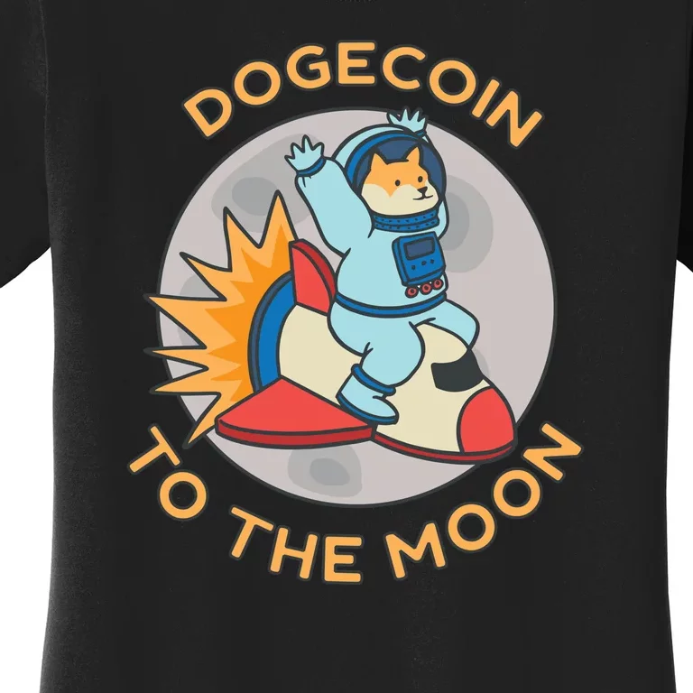 Dogecoin To The Moon Logo Women's T-Shirt