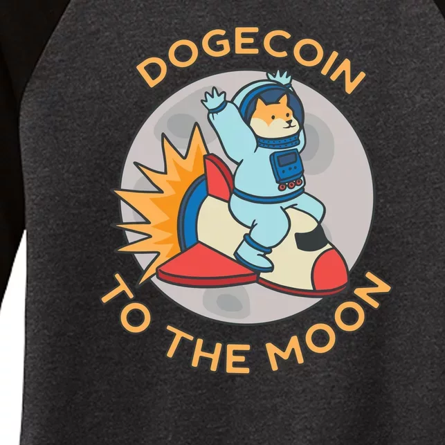 Dogecoin To The Moon Logo Women's Tri-Blend 3/4-Sleeve Raglan Shirt