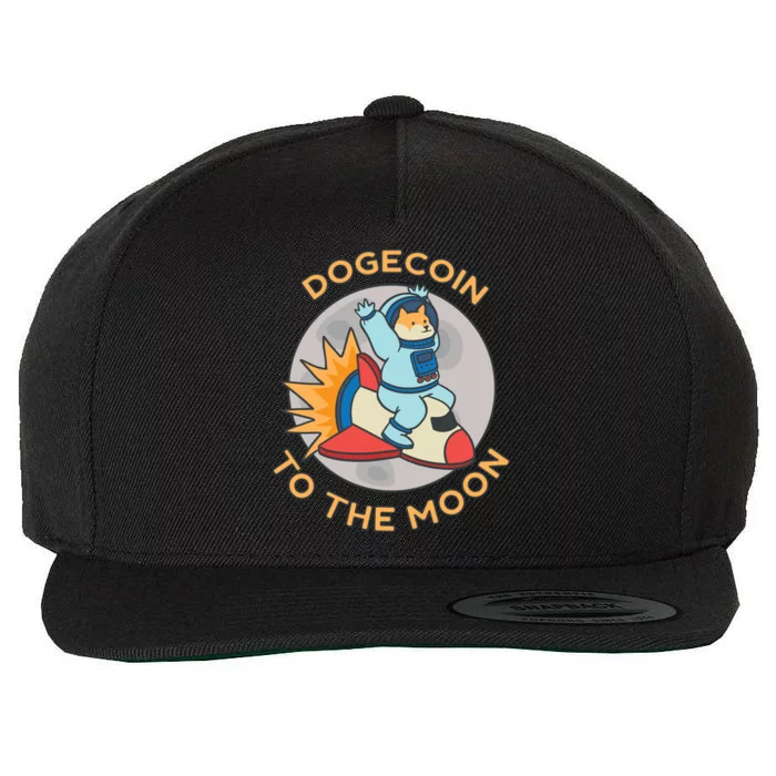 Dogecoin To The Moon Logo Wool Snapback Cap