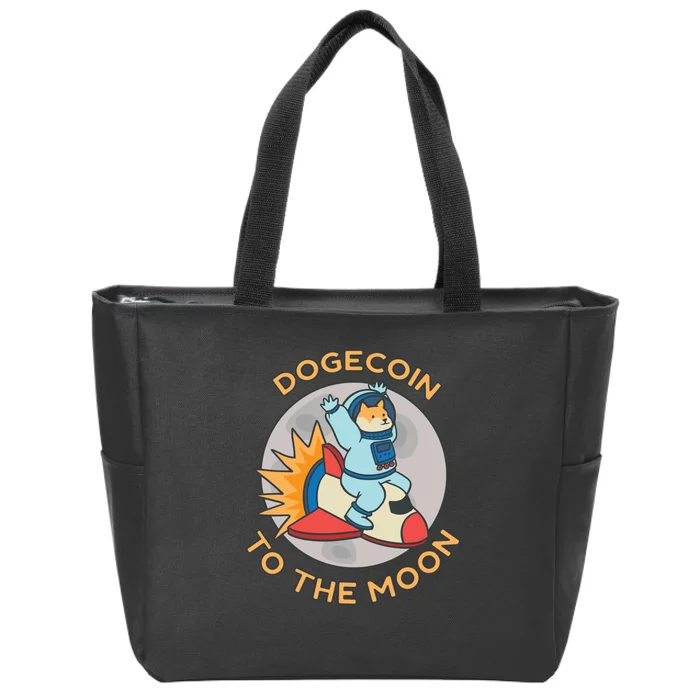 Dogecoin To The Moon Logo Zip Tote Bag