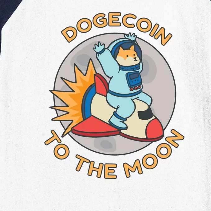 Dogecoin To The Moon Logo Baseball Sleeve Shirt