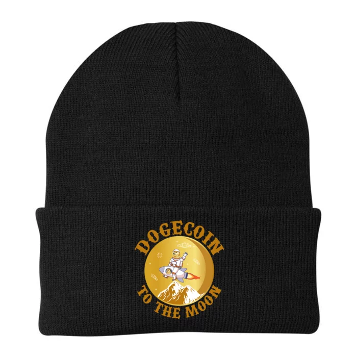 Dogecoin Vintage To The Moon Knit Cap Winter Beanie