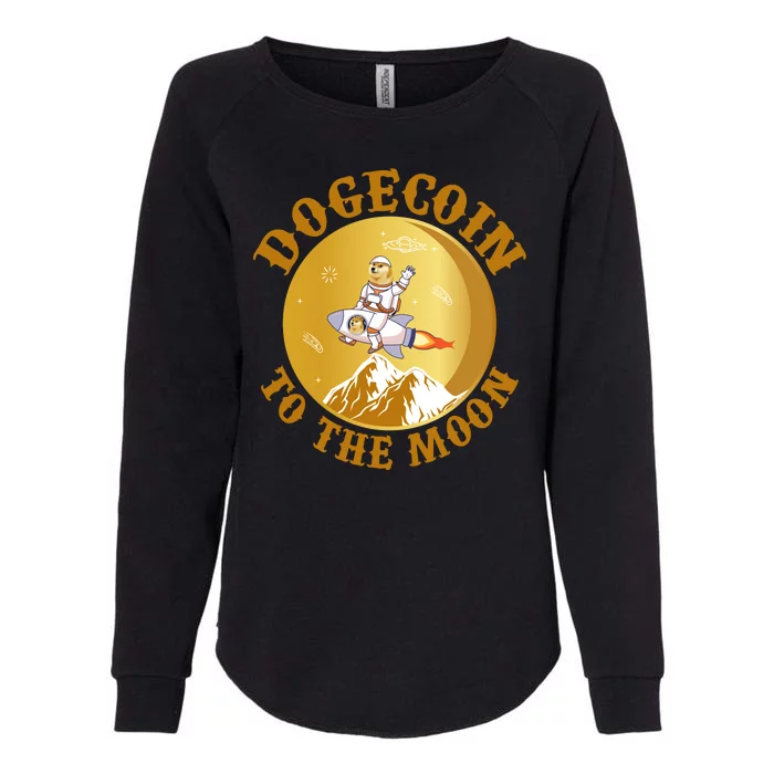 Dogecoin Vintage To The Moon Womens California Wash Sweatshirt