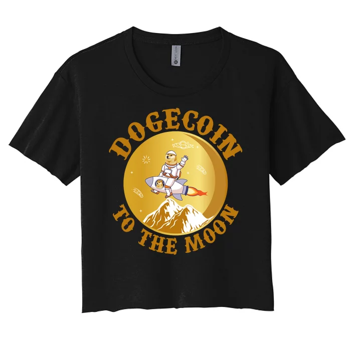 Dogecoin Vintage To The Moon Women's Crop Top Tee