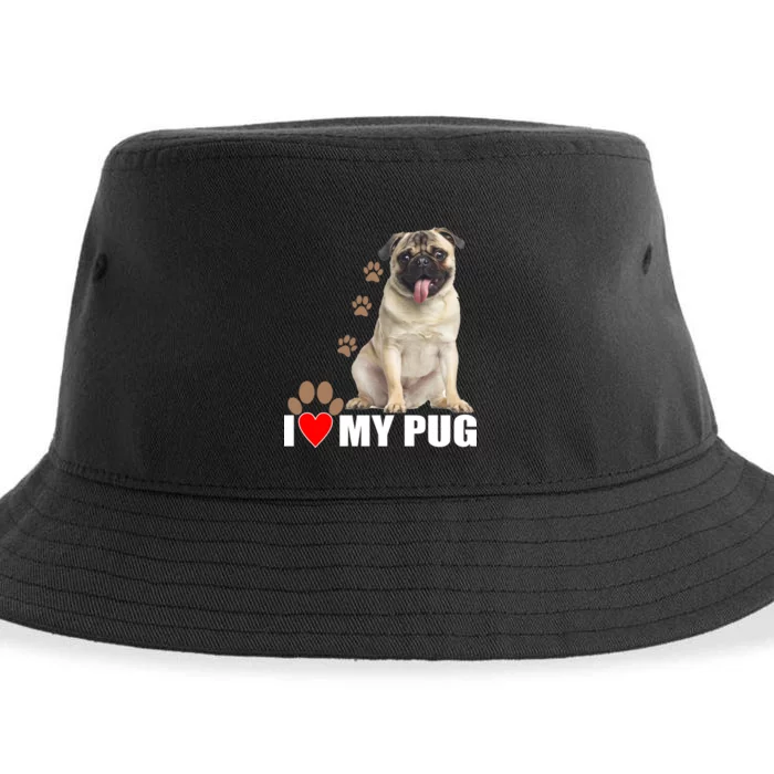 Dogs - I Love My Pug Sustainable Bucket Hat