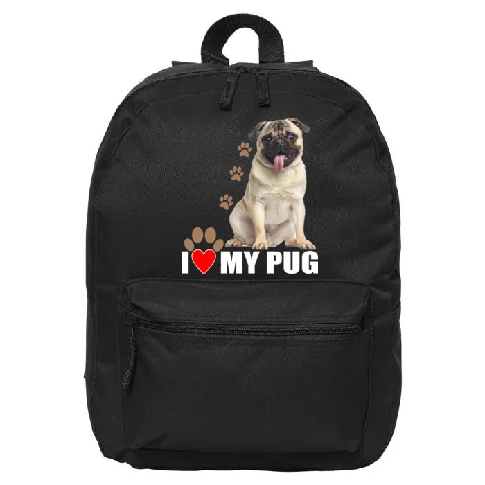 Dogs - I Love My Pug 16 in Basic Backpack