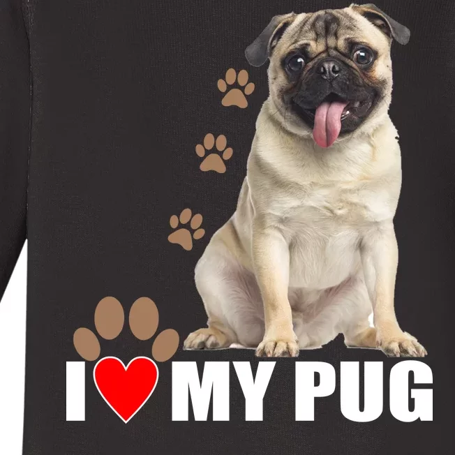 Dogs - I Love My Pug Baby Long Sleeve Bodysuit