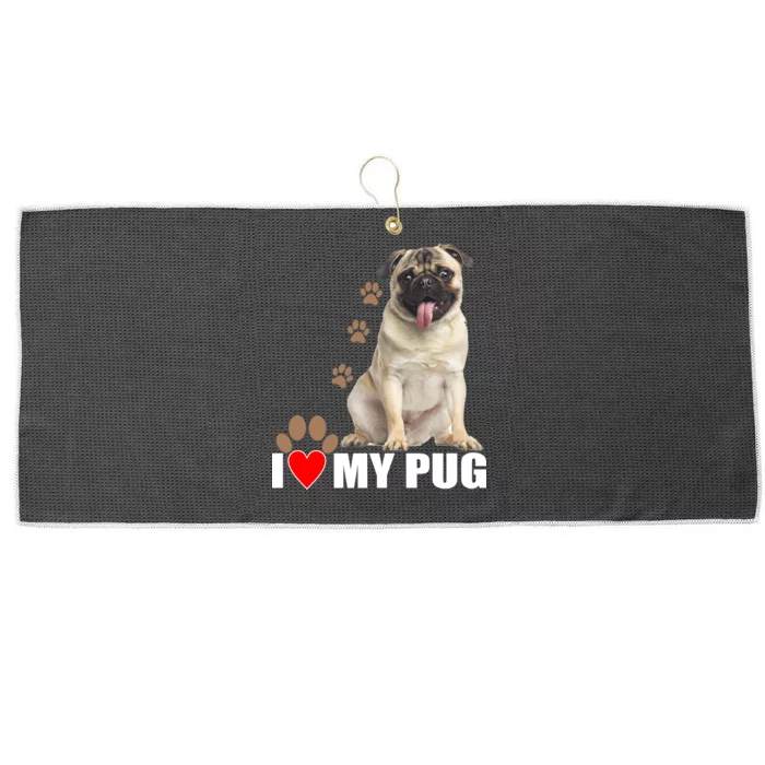 Dogs - I Love My Pug Large Microfiber Waffle Golf Towel