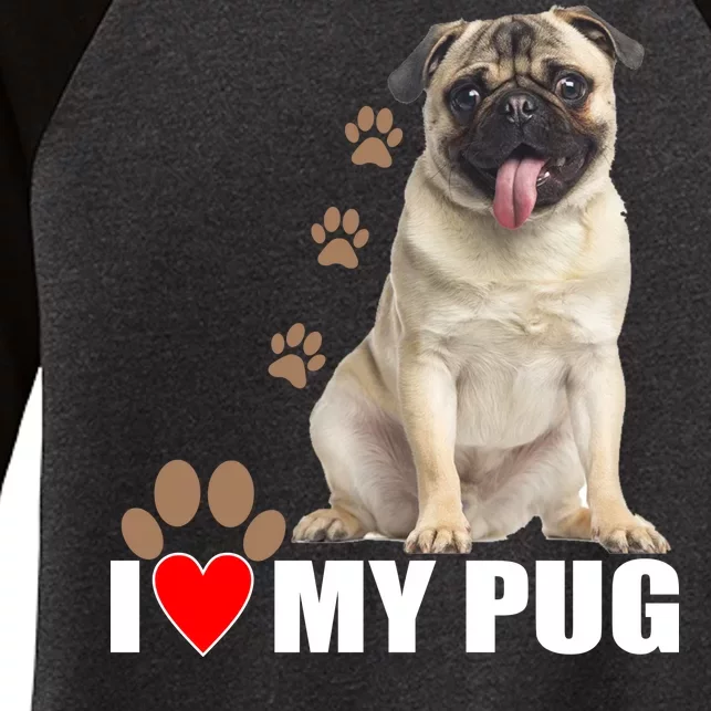 Dogs - I Love My Pug Women's Tri-Blend 3/4-Sleeve Raglan Shirt