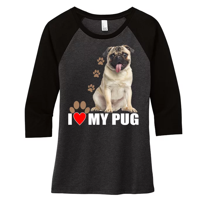 Dogs - I Love My Pug Women's Tri-Blend 3/4-Sleeve Raglan Shirt