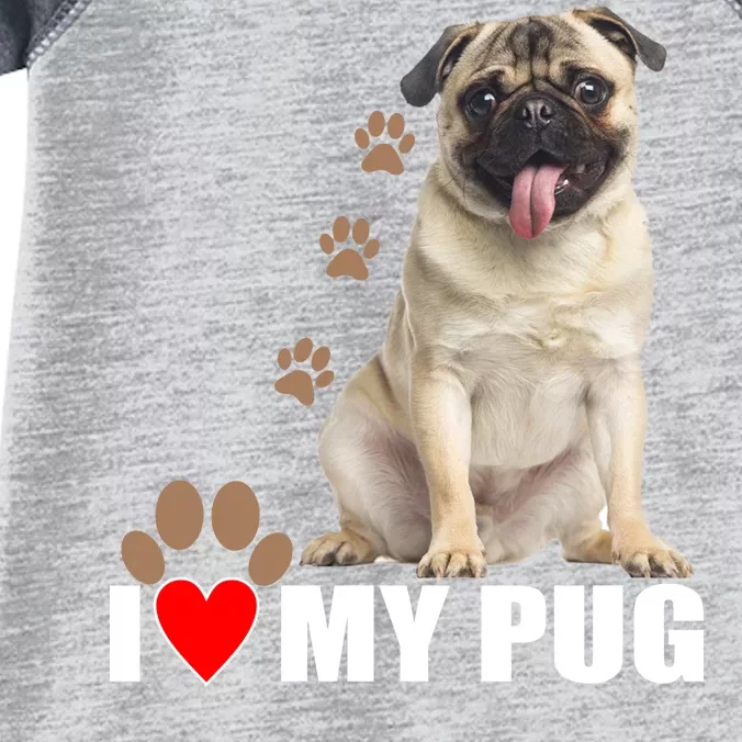 Dogs - I Love My Pug Infant Baby Jersey Bodysuit