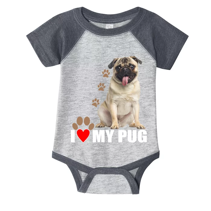 Dogs - I Love My Pug Infant Baby Jersey Bodysuit