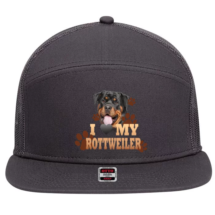 Dogs - I Love My Rottweiler 7 Panel Mesh Trucker Snapback Hat