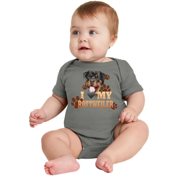 Dogs - I Love My Rottweiler Baby Bodysuit