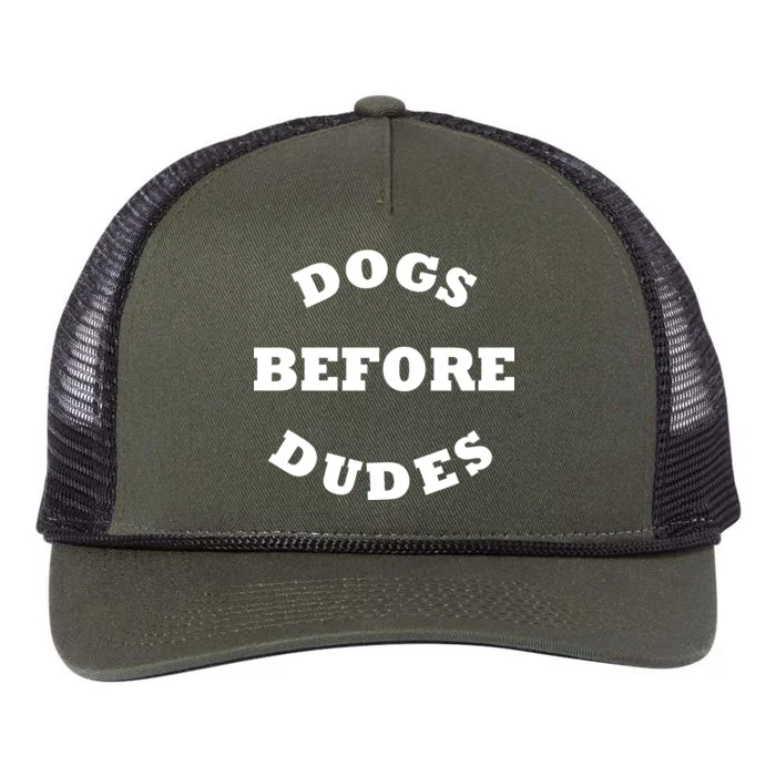 Dogs Before Dudes Funny Saying Retro Rope Trucker Hat Cap