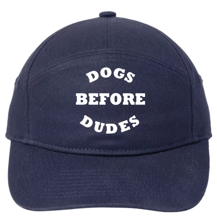 Dogs Before Dudes Funny Saying 7-Panel Snapback Hat