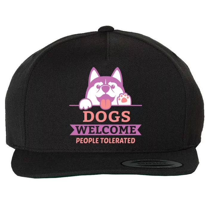 Dogs Welcome People Tolerated Wool Snapback Cap