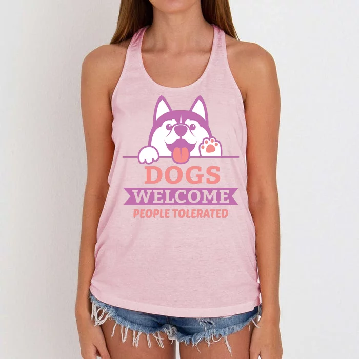 Dogs Welcome People Tolerated Women's Knotted Racerback Tank