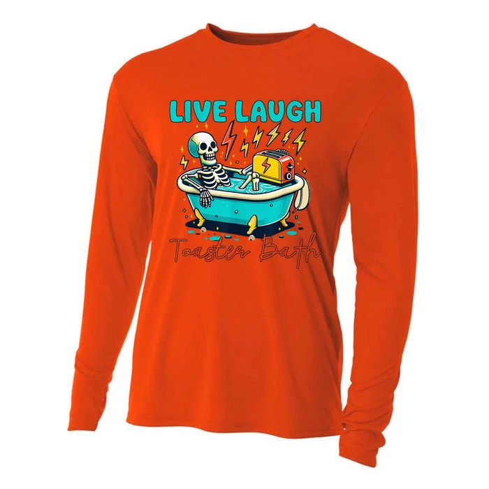 Dread Optimism Humor Live Laugh Toaster Bath Skeleton Cooling Performance Long Sleeve Crew