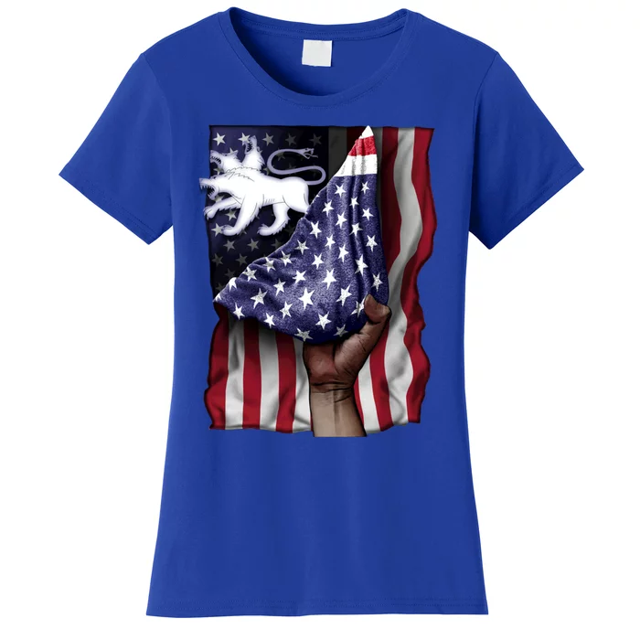 Day Of Independence Us Flag Cerberus Funny Gift Women's T-Shirt