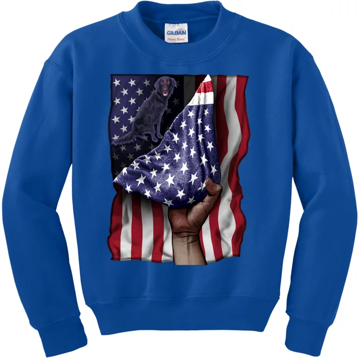 Day Of Independence Us Flag Flatgiftcoated Retriever Meaningful Gift Kids Sweatshirt