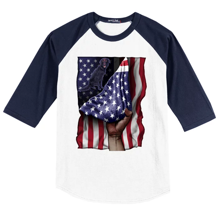 Day Of Independence Us Flag Flatgiftcoated Retriever Meaningful Gift Baseball Sleeve Shirt