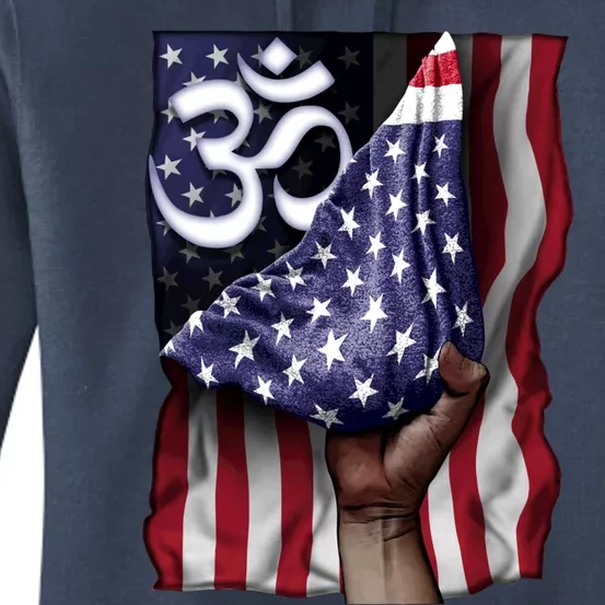 Day Of Independence Us Flag Om Yoga Mediatation Namaste Funny Gift Women's Pullover Hoodie