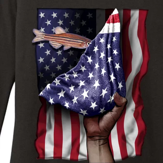 Day Of Independence Us Flag Zebrafish Cool Gift Womens CVC Long Sleeve Shirt