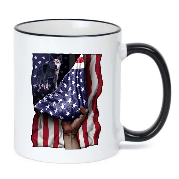 Day Of Independence Us Flag Blue Heeler Meaningful Gift Black Color Changing Mug