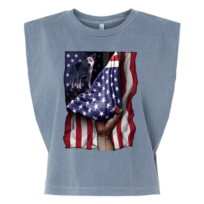 Day Of Independence Us Flag Blue Heeler Meaningful Gift Garment-Dyed Women's Muscle Tee