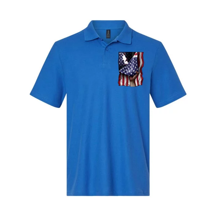 Day Of Independence Us Flag Calico Cat Gift Softstyle Adult Sport Polo