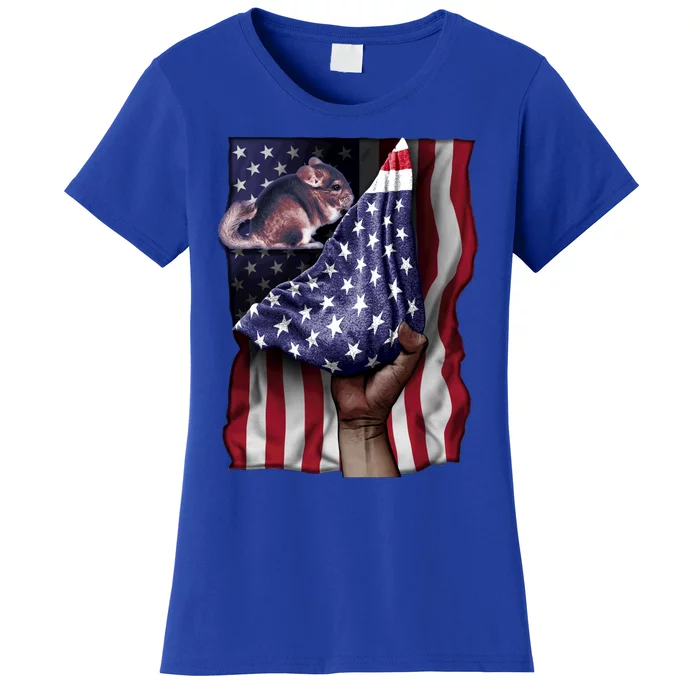 Day Of Independence Us Flag Chinchilla Gift Women's T-Shirt