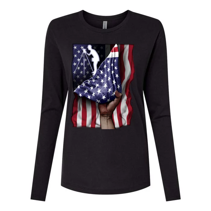 Day Of Independence Us Flag Engineering Surveyor Gift Womens Cotton Relaxed Long Sleeve T-Shirt