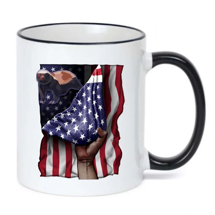 Day Of Independence Us Flag Honey Badger Gift Black Color Changing Mug