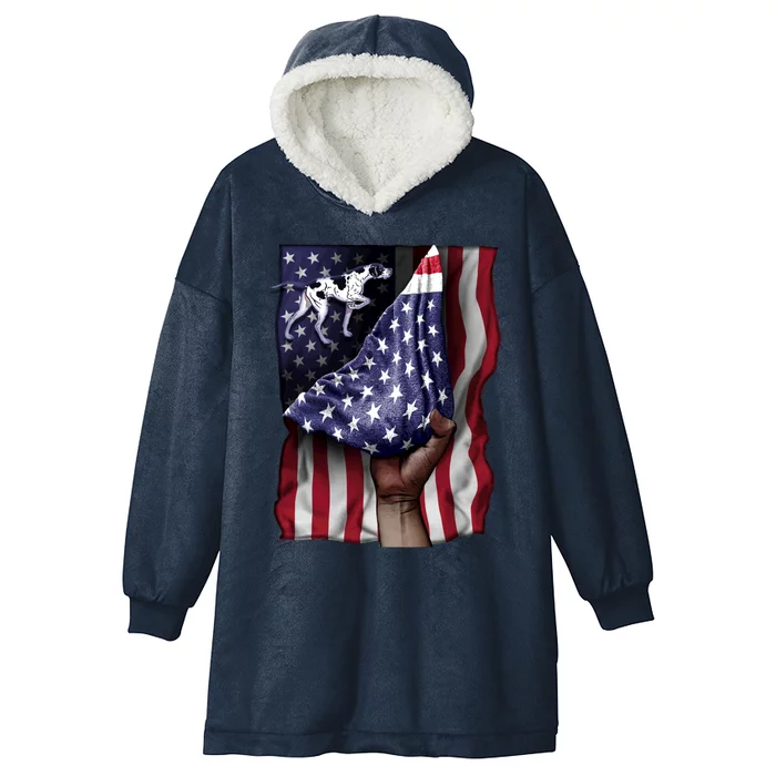 Day Of Independence Us Flag English Pointer Gift Hooded Wearable Blanket