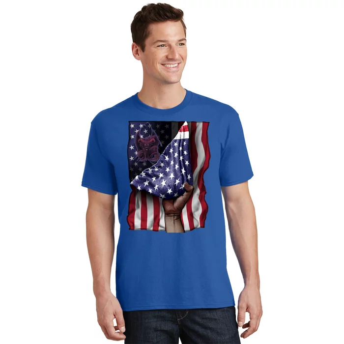 Day Of Independence Us Flag Gargoyle Gift T-Shirt