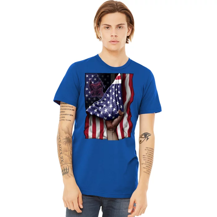 Day Of Independence Us Flag Gargoyle Gift Premium T-Shirt