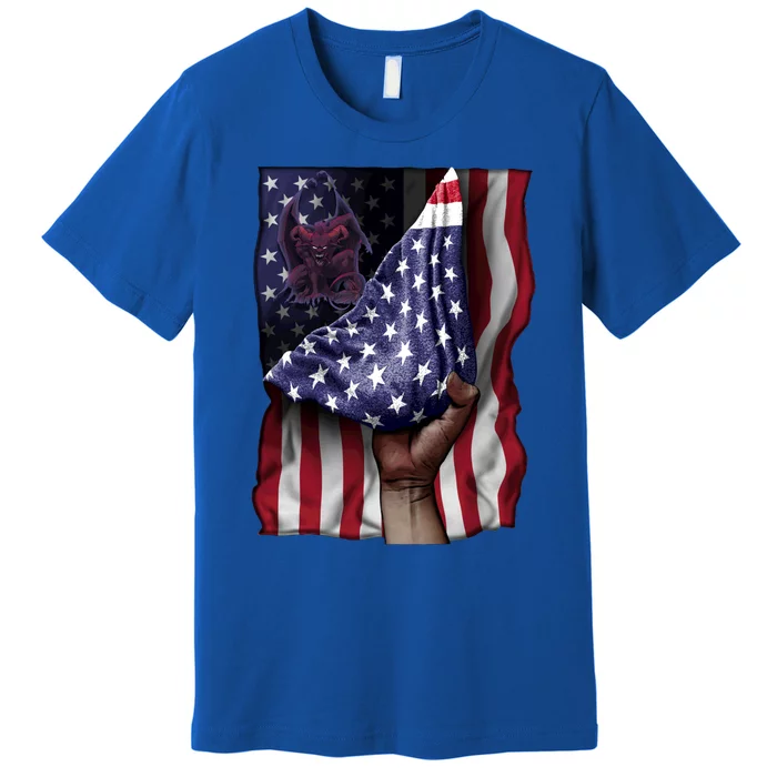 Day Of Independence Us Flag Gargoyle Gift Premium T-Shirt