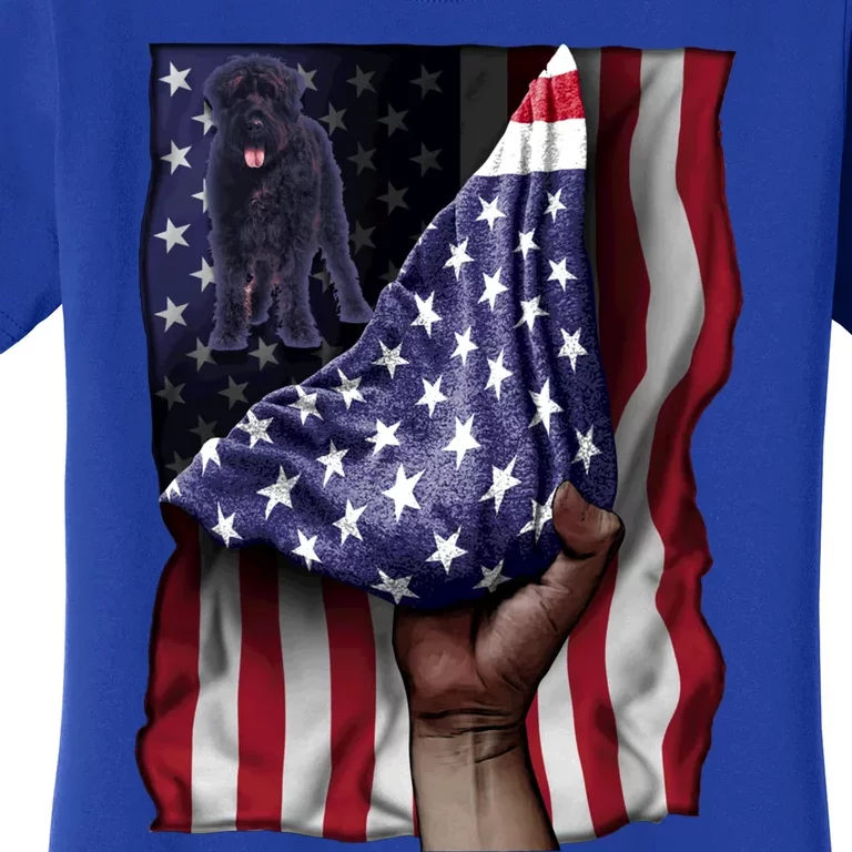 Day Of Independence Us Flag Bouvier Des Flandres Gift Women's T-Shirt