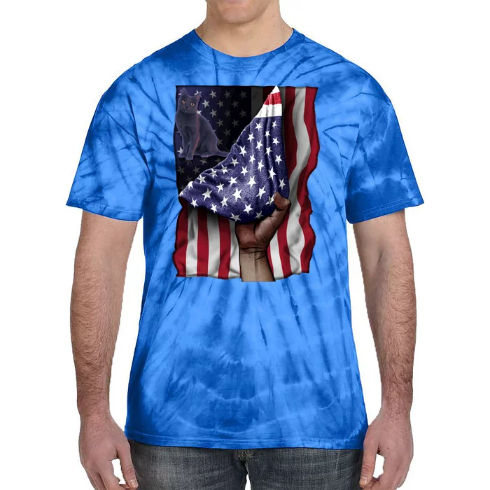 Day Of Independence Us Flag Korat Cat Gift Tie-Dye T-Shirt