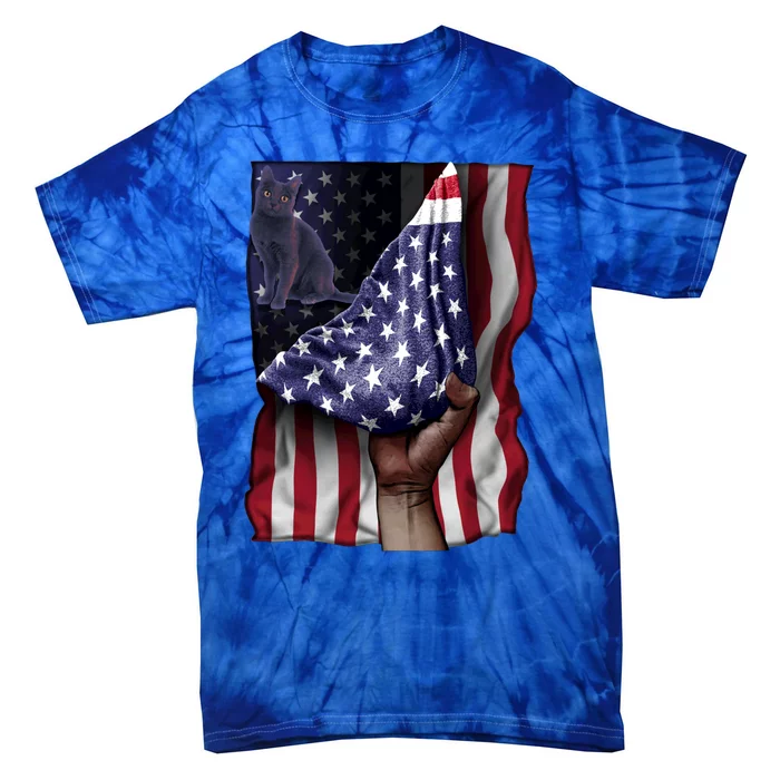 Day Of Independence Us Flag Korat Cat Gift Tie-Dye T-Shirt