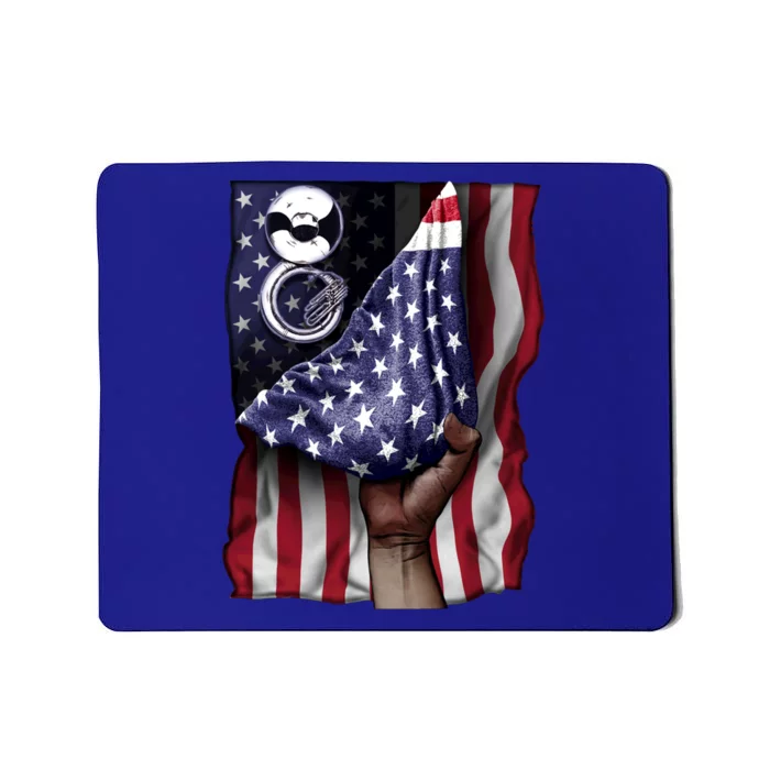 Day Of Independence Us Flag Sousaphone Tuba Meaningful Gift Mousepad