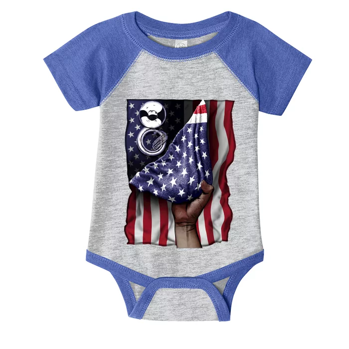 Day Of Independence Us Flag Sousaphone Tuba Meaningful Gift Infant Baby Jersey Bodysuit