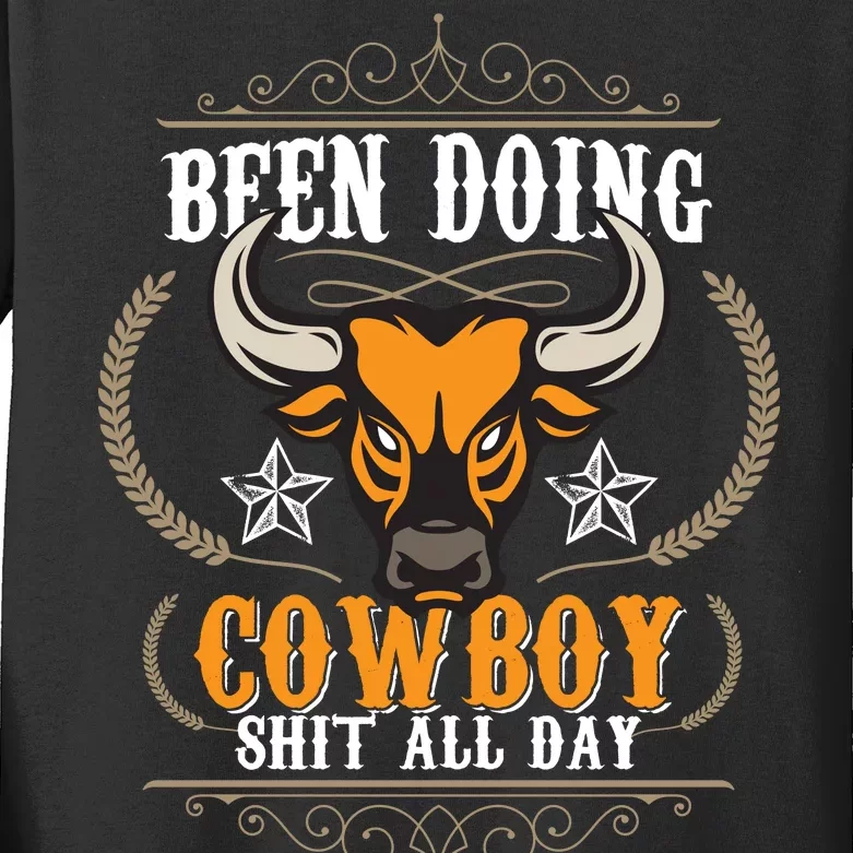 Doing Cowboy Shit All Day Kids Long Sleeve Shirt